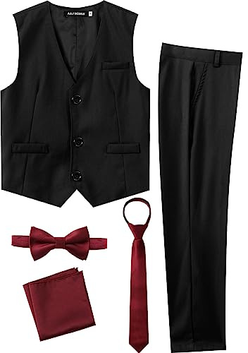 mintgreen Boys' Suits & Blazers, Wedding Outfit Party Formal Pageboy Prom Waistcoat & Trousers, Black, 7-8 Years, Tag 8