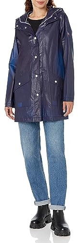 Tommy Hilfiger Veste imperméable à pois pour femme, bleu marine, Small
