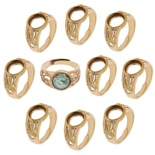 CHGCRAFT 10 PCS Rohling Ringe Adjustable Brass Finger Rings Flat Round Ring Pad Ring Trays Jewelry Findings für DIY Ringe