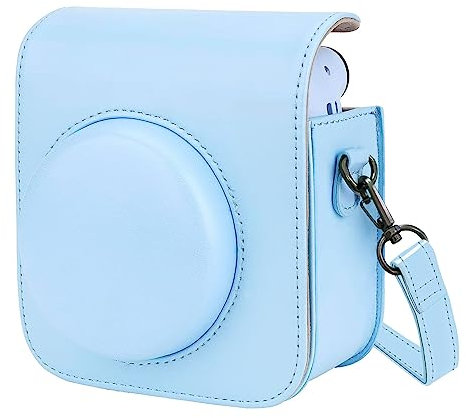 HIUOUIH Housse pour Instax Mini 12 Pochette Appareil Photo Instantané Fujifilm Case Camera Sac de Voyage avec Bandoulière, Bleu