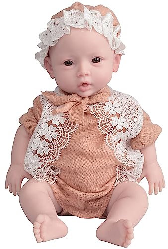 EQAIWUJIE 47 cm Silikon Reborn Puppe Ganzkörper Silikon Neugeborene Baby echte Reborn Baby Puppe Mädchen (Beige, 47 cm)