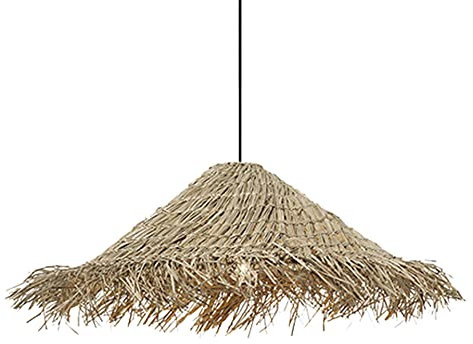 RCIDOS Candelabro Sombrero Paja Personalizado Lámpara Colgante Vid Irregular Iluminación Colgante Rústica Tejida Bambú Lámpara Colgante Creativa Ratán Mimbre para Restaurante Dormitorio Sala Estar