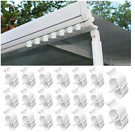 JNNJ 20 Pezzi Gancio per Tendalino Camper, Multifunzionali Gancio a Fessura per Bordo Gancio, Accessori Universali per Auto, Tenda da Sole, Camper, Appendere Luci, Corde e Decorazione(Bianco)
