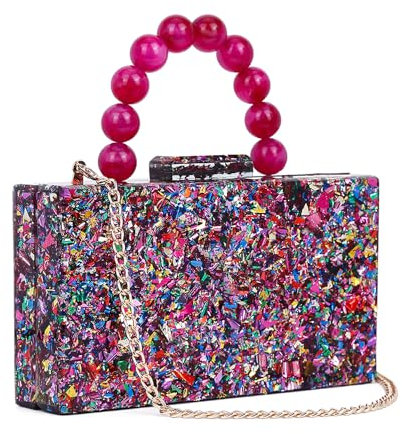 Clutch-Geldbörsen aus Acryl, Marmorier-Handtaschen für Damen, Abend-Clutch, Schultertasche, Crossbody-Tasche mit Perlen, Handgelenk, Hochzeit, Party, Braut, Mehrfarbig