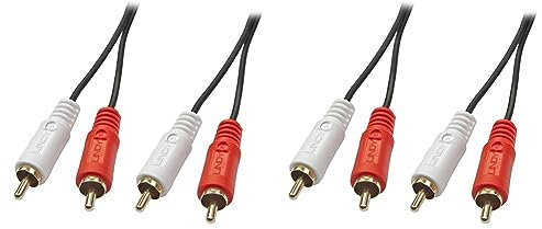 LINDY Audiokabel Stereo 2X RCA Male an 2X RCA Male, 1m, vergoldet (Packung mit 2)