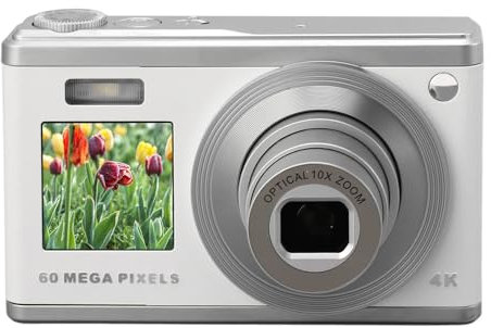 4K Digital Camera for Photography, 10X Optical Zoom Digital Camera Auto Focus with Ultra HD Dual Screen, 60MP Anti Shake Outdoor Portable Video Camera Camcorder for Selfie