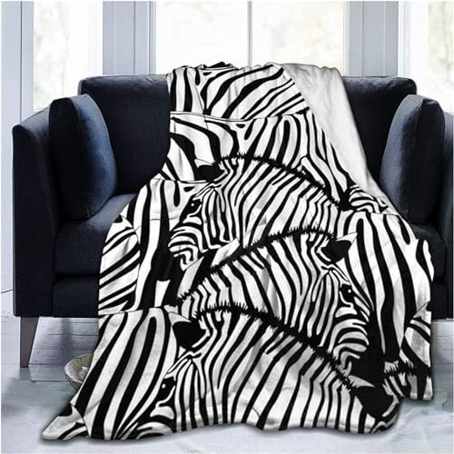 SJSXWQN Kuscheldecke Schwarzes Zebra Kuscheldecke Flauschig für Couch und Bett Super Weiche Warme Flanell Fleecedecke als Sofaüberwurf Tagesdecke Wohnzimmerdecke - 100x130 cm