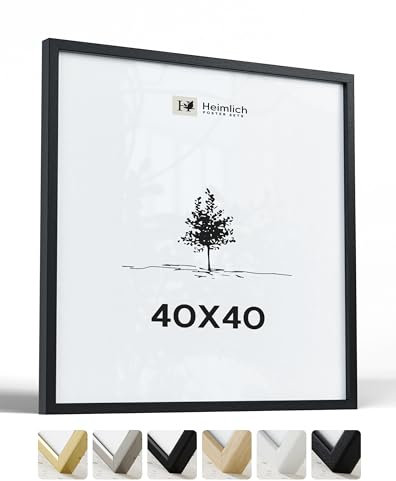 Heimlich® - Cadre photo - 40 x 40 cm, bois d'ayous, noir - Grand cadre carré avec protection plastique - Montage mural uniquement