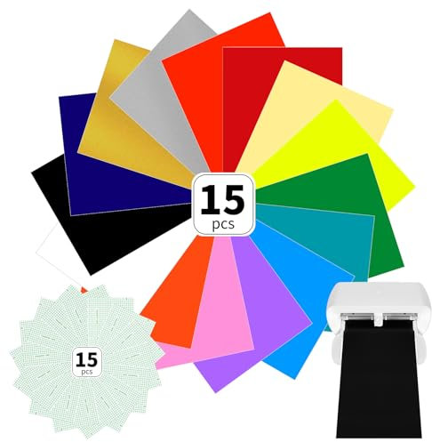 Smart Vinyl Permanent für Cricut Joy xtra, 24 x 30.5cm Vinylfolie Plotter, Transferfolie Plotter Set für Laptops, Telefone, Wände und mehr