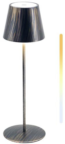 Dimmbare LED Akku Tischleuchte,Indoor & Outdoor Wiederaufladbar Warme Lichtfarbe (2700K-4000K) kabellose Tischlampe IP54 wasserdicht 240LM Akku tischlampe für Restaurants,Garten, Balkonants(Kupfer)