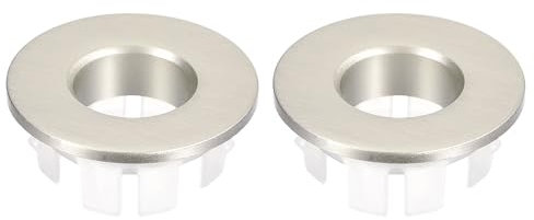 QUARKZMAN Cubierta de Desbordamiento para Fregadero 2 Piezas Anillos de Desbordamiento para Baño Cocina Lavabo Tapón de Drenaje en Agujeros Redondos Huecos Plateado Cepillado