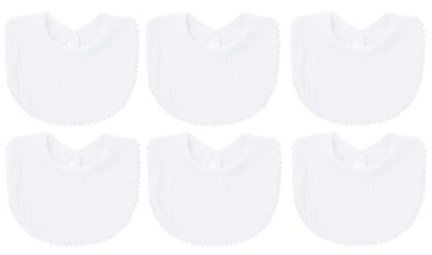 Nishine 6 Packung Musselin Baby Sabberlätzchen für Unisex Jungen Mädchen Baumwolle saugfähig Feedig Zahnen Bandana Sabberlätzchen Tuch Lätzchen(Weiß-6 Packung)