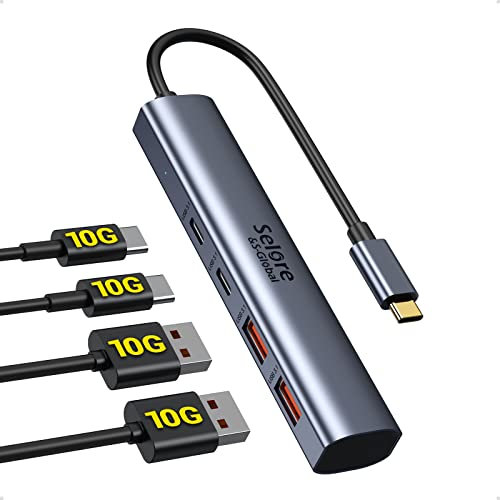 Hub USB C 10 Gbps avec 4 ports de données, adaptateur USB C vers USB 3.1, 4 en 1, hub de type C, compatible avec MacBook Pro/Air, iPad Pro, ordinateurs portables, disque dur mobile, etc
