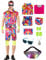 IUTOYYE Herren 80er Jahre Trainingsanzug Strand Hawaiian Beach Party Kostüm Retro Style Disco Outfit Halloween Karneval Cosplay kleidung (Rosa, M)