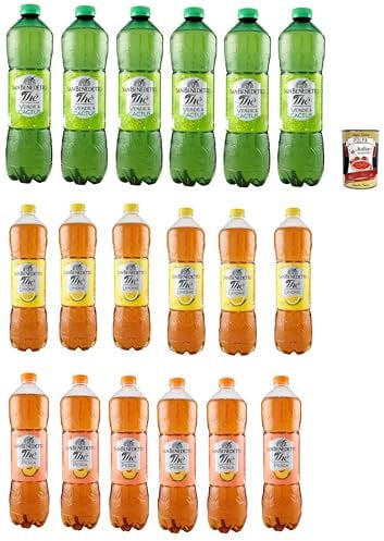 San Benedetto Testpaket, Thè Verde, limone und pesca 18x 1500ml, Eistee The' grüner Tee, zitrone und pfirsch PET Einweg, ice tea erfrischend + Italian Gourmet polpa 400g
