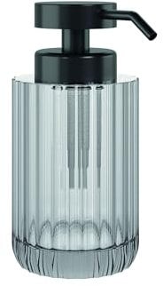 COSMIC Lido Dispensador de Jabón para Baño de Diseño Elegante y Circular. Dosificador de Encimera para Aseo y Cocina de Cristal. Accesorio Recargable de 300 Ml en Color Gris