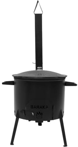 FlameFusion Utschak Feuerofen mit Abzugsrohr Uchag Grillen & Kochen mit Outdoorküche (Utschak XL - mit 22 Liter Kazan)