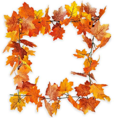 Herbst Dekoration Girlande, Künstliche Ahornblätter Herbst Deko, 1.6M Länge Herbst Girlande Thanksgiving Halloween Dekorationen Autumn Decor für Tür Kamin (Ahornblätter)