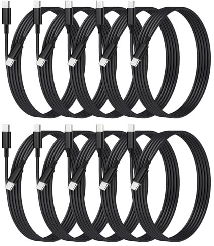 weishan 10-Pack USB C to C Charger Cable, Multipack PD 48W Fast Charge USB-C to Type C Bulk Charging Cords Black, 3.3ft