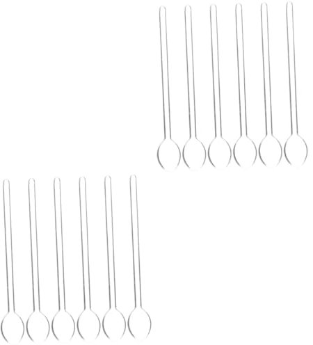 ORFOFE 12stücke Hitzebeständige Glasrührlöffel Langer Griff Von Kaffee Milch Und Desserts Für Zuhause Cafés Und Feiern