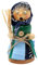 Dekohelden24 Holz Räuchermann, Räucherfigur, Rauchfigur, Räuchermännchen als Märchenfigur Hexe mit Besen und Kopftuch in grün, L/B/H 8 x 8 x 13 cm.