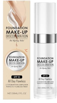 Farbwechselnde Foundation, Concealer Abdeckung Makellose Color Changing Foundation Grundierung Versteckt Falten und Linien, Feuchtigkeitsspendende Flüssige Make up Cream für Ganzen Tag, SPF15 (2)