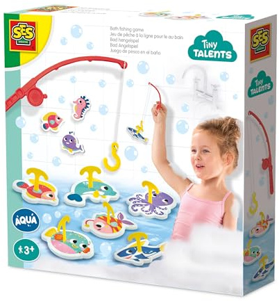 SES Creative 13221 Angelspiel für die Badewanne - Verwandle die Badezeit in EIN Abenteuer - Enthält Meeresbewohner und eine Angelrute - Fördert Koordination