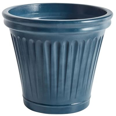 Runder Blumentopf Polyresin ⌀ 43 cm Glasiert für den Innen- und Außenbereich Blau Maize