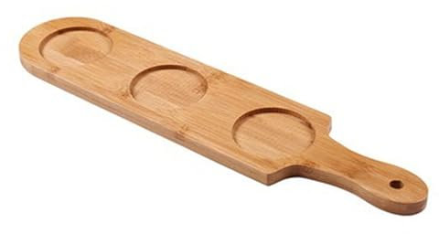 Natural Flight Paddle,Beer Flight Board,3-Hole Bamboo Wood Tasting Small Capacity Tray for Whiskey, Beers(Without Cup)
