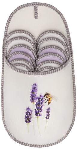 ONVAYA® Pantofole per ospiti in ABS, motivo: ape in lavanda, set da 6 pezzi, suola antiscivolo, pantofole in feltro, misure 36-45, Beige ape in lavanda, 36/45 EU