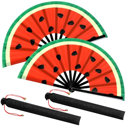 Maitys Grands éventails pliants à main pour rave pour danse en ligne, grands éventails chinois portables de Tai Ji pour hommes et femmes, Kungfu, arts martiaux, cadeaux, festival de musique et fête