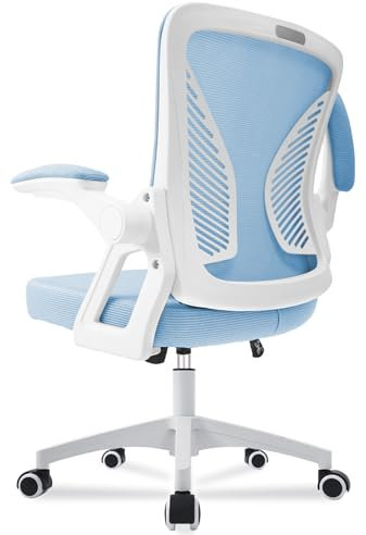 Milacyee Sedia da Ufficio Ergonomica con Supporto Lombare,Regolabile in Altezza,Sedia da Computer con Braccioli Regolabili in Rete Traspirante,Blu