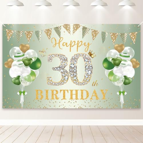 PartyYaa Cartel decorativo de 30 cumpleaños, pancarta de fondo de feliz cumpleaños 30, cartel de fondo extragrande para cabina de fotos de fiesta, póster para hombres y mujeres