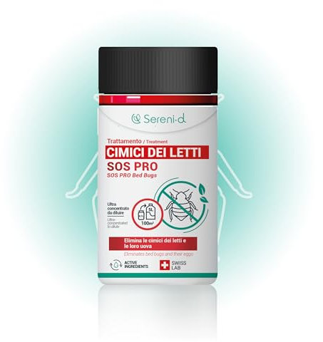 SOS PRO Cimici da Letto Concentrato – Trattamento Professionale a Base Vegetale Formula concentrata da diluire, tratta fino a 100 m² di superficie – Sereni-d SWISS LAB