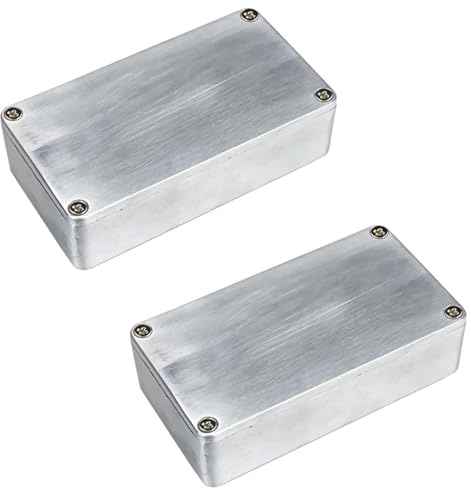 LKRXW 2 Stück 1590B Gitarren Effektpedal Gehäuse Stompbox Alu Pedalbox | Aluminium-Druckguss-Gehäuse Elektronik Projektgehäuse Metall Druckguss Alu Gehäuse Gitarreneffektpedal 112mmx60mmx31mm