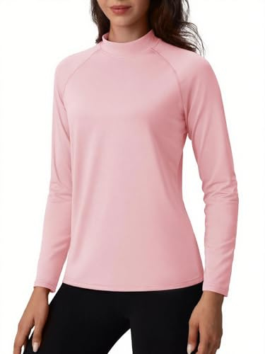 TACVASEN Damen Thermounterwäsche Langarmshirt Thermo Oberteil Sportshirt | Thermo Oberteil,Thermoshirt,Stehkragen,Innenfleece,Funktionsshirt,Warm,Sportshirt für Winter Herbst,Skiunterwäsche