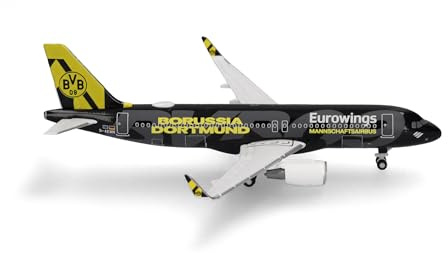 Herpa Aircraft model Eurowings Airbus A320 BVB Mannschaftsairbus (2025), miniature scale 1:500, collectible, aircraft model without stand, metal
