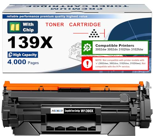 ASEKER 139X W1390X Tonerkartusche Kompatibel für HP 3002 3102 | Hohe Kapazität 4000 Seiten für LaserJet pro 3002dw 3002dn MFP 3102fdn 3102fdw Drucker