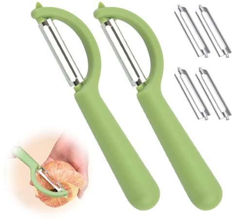 2 Stück P-Sparschäler kompatibel mit Tupper mit 4 Ersatzklingen | 4 Ersatzklingen, Wiederverwendbar, Für Kartoffeln, Karotten, Gemüse und Obst