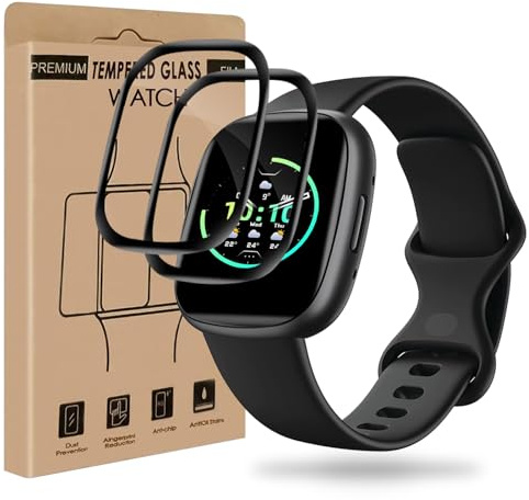 Bodyguard 2 Stück für Panzerglas für Fitbit Versa 3/Versa 4/Sense 2/Sense Schutzfolie, HD-Klar Hohe Klarheit Fitbit Versa 3 Folie, Anti-Scratch Frei von Kratzern Fitbit Sense 2 Displayschutzfolie