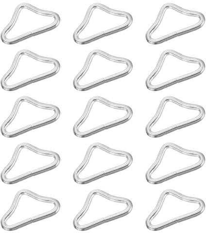 NIYANGLE 40pcs Steel Triangle Rings for Trampoline Straps Bungee Bed Triangle Rings Mesh Cloth Buckles Quick Connect Metal V for Trampoline Jump Mat Hooks and Sports Accessories