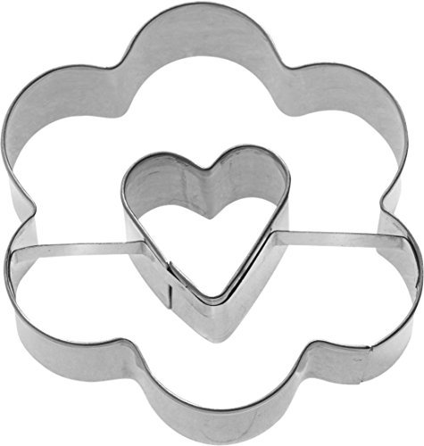 Westmark Ausstechformen Rosette mit Herz 2D, 6,5 cm, Edelstahl, Silber, 7 x 7 x 2,2 cm