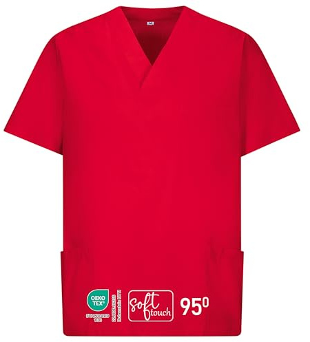 EXNER Medizinischer Schlupf-Kasack, OP-Kasack, Unisex, für Krankenpflege, Altenpflege, Farbe rot, Größe 2XL