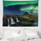 ABAKUHAUS Nordlicht Wandteppich, Wasserfall Nacht aus Weiches Mikrofaser Stoff Waschbar ohne Verblassen Digitaldruck, 150 x 110 cm, Polargrün Blau