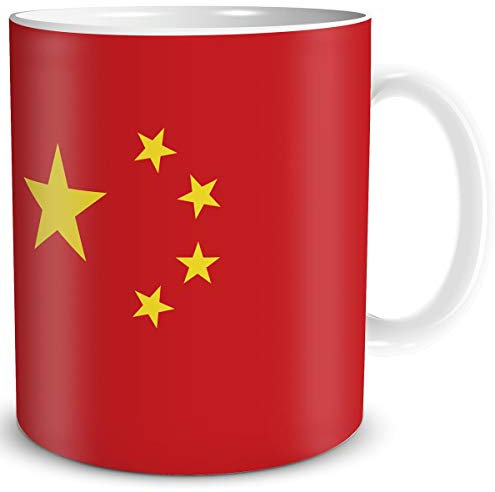 TRIOSK Tasse Flagge China Länder Flaggen Geschenk Volksrepublik Souvenir Asien für Reiselustige Frauen Männer Arbeit Büro Weltenbummler