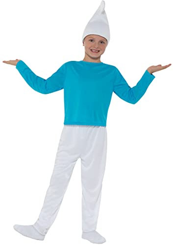 Funidelia | Schlumpf Kostüm für Jungen und Mädchen The Smurfs, Zeichentrickfilm, Zwerg - Kostüm für Kinder & Verkleidung für Partys, Karneval & Halloween - Größe 10-12 Jahre - Blau