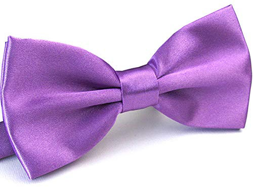 WELROG Herren Fliege für Hochzeit Party - Verstellbar Satiniert Fliege Fancy Einfarbig Fliege （Helles Lila