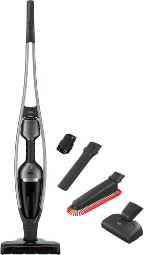 AEG QX9-1-ANIM Aspiradora Sin Cable, 25,2 V, Autonomía de 55 min, Doble Sistema de Filtrado, Carga en 4 h, Parkin Vertical, 2 Velocidades, Cepillo con Luz LED, 3 Accesorios, Gris