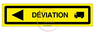 Panneaux de Chantier KD DÉVIATION AKILUX 5mm - Format 800 x 200 mm (Panneau Deviation CAMIONS Gauche)