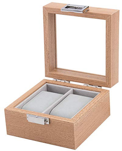 mixed24 Holz Uhrenkoffer für 2 Uhren Uhrenpräsentation Uhrenaufbewahrung Uhrenbox Armbanduhren Präsentation